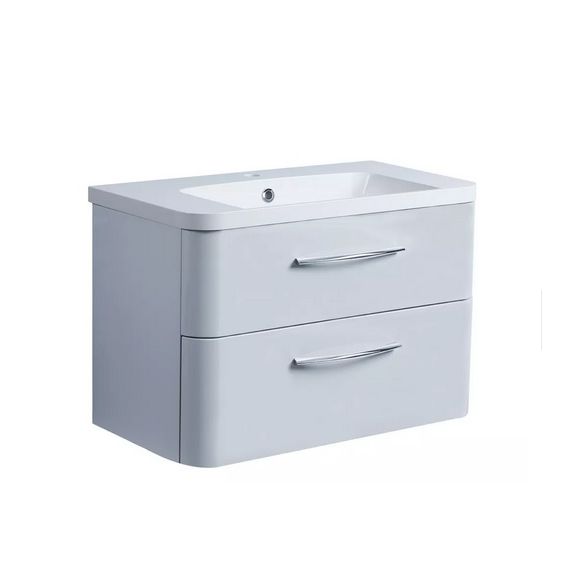 Roper Rhodes 800mm System Wall Mounted Double Drawer Unit - Gloss Light Grey - SYS800D.LG