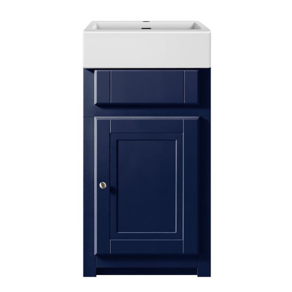 Tenby Butler 450mm Traditional Belfast Cloakroom Vanity Unit and Ceramic Basin Sapphire Blue Rose