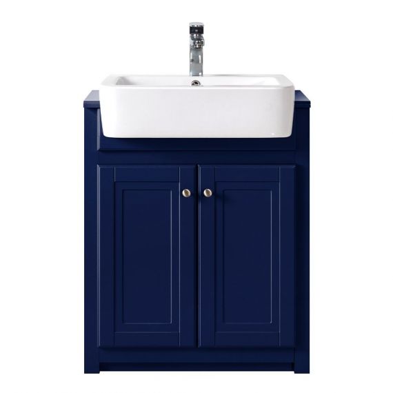 Tenby Butler Traditional Belfast Vanity Unit and Ceramic Basin Sapphire Blue Rose