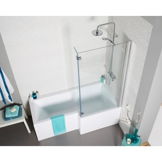 1800 x 850 L Shape Square Shower Bath Including Screen and Panel 