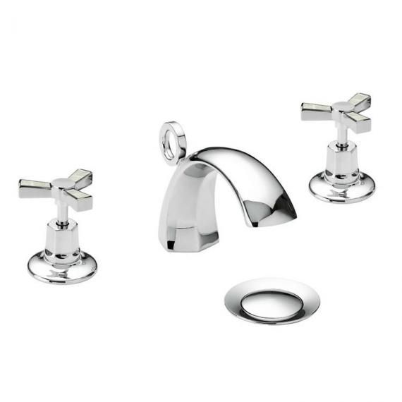 Heritage Gracechurch Mother of Pearl 3 Tap Hole Basin Mixer Tap TGRDMOP06