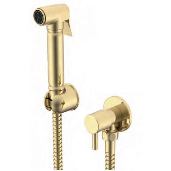 Brushed Brass Douche Hose & Handset Wall Mounted
