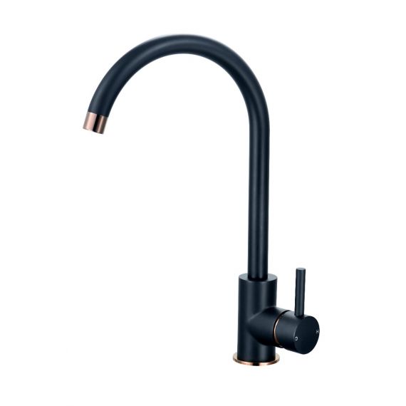 Merthyr Single Lever Kitchen Tap Black And Rose Gold