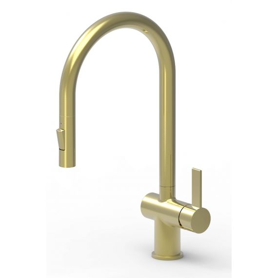 Mayhill Brushed Brass Pull Out Kitchen Mixer Tap