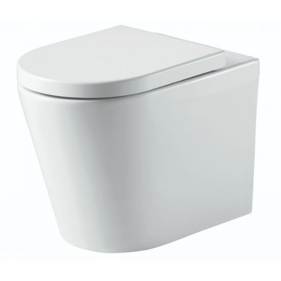 Ferrara Plus Rimless Back To Wall D Shape Toilet Pan And Seat 
