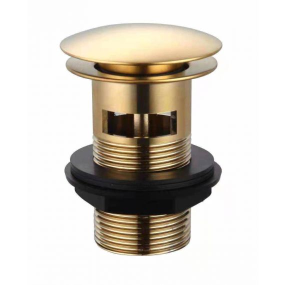 Kartell Brushed Brass Click Push Button Basin Waste Slotted 