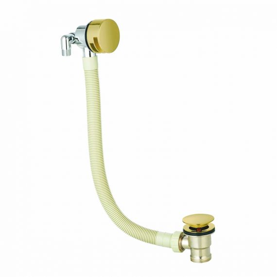 Scudo Complete Round Overflow Filler Brushed Brass WASTE104