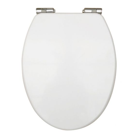 Scudo Wooden Top Fix Soft Close Toilet Seat Gloss White