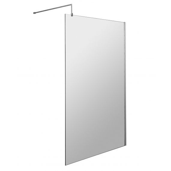 Hudson Reed 1100mm Wetroom Screen With Black Support Bar