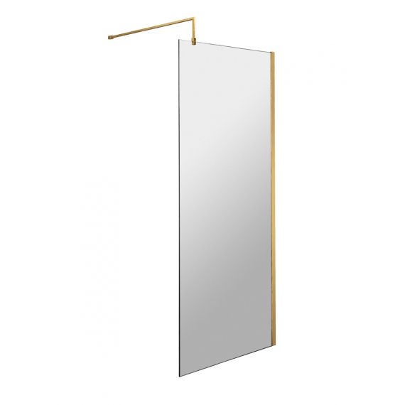 Nuie 700mm Brushed Brass Wetroom Glass Panel 