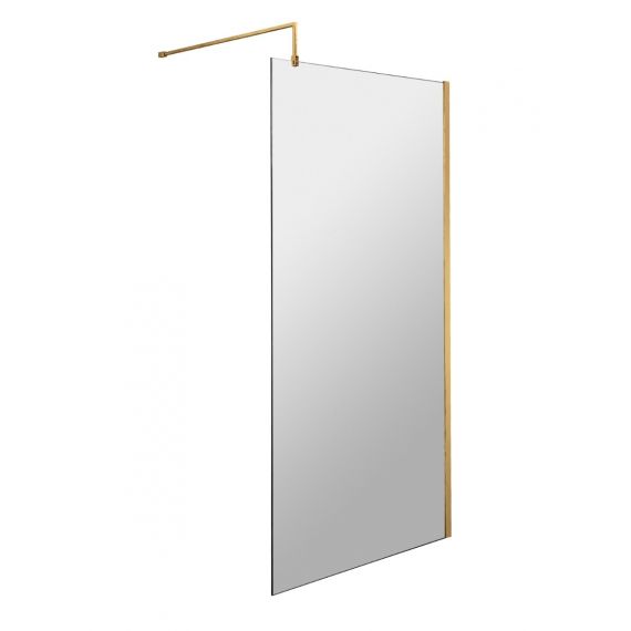 Nuie 900mm Brushed Brass Wetroom Glass Panel 